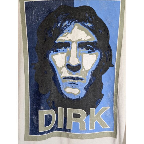 Dirk Nowitzki Face Number XXL T Shirt Fair Semi Thrashed White Dallas Mavericks - Picture 3 of 14